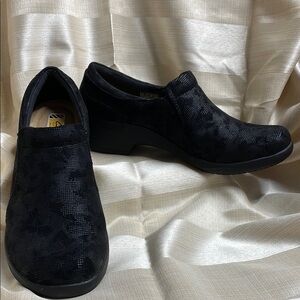 Clarks Black Mules Comfortable Slip-On Design